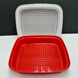 Vintage Tupperware Meat Keeper Marinade Container with Lid, Paprika Red 1294-3